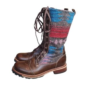 Woolrich Santa Fe Full Grain Leather and Wool Boots Women's Multicolored